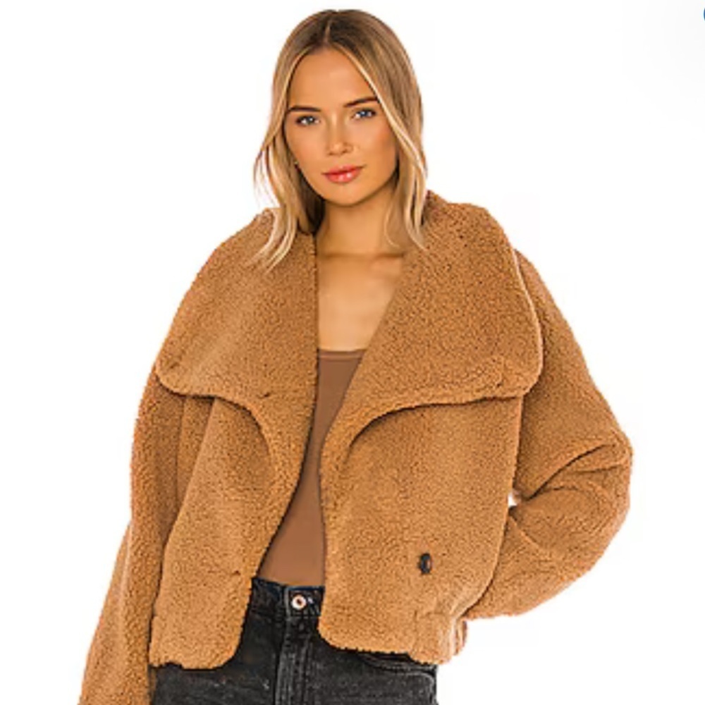 We the Free Izzy Wrap Teddy Jacket in Sand size S